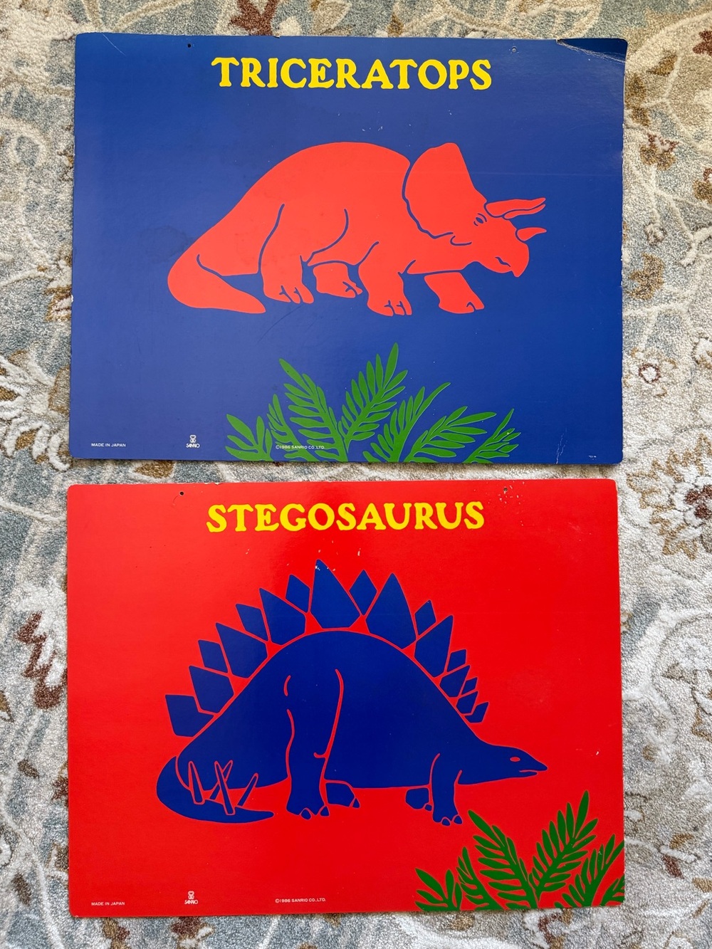 1986 Vintage Sanrio Dinosaur Poster Wall Art School Stegosaurus Triceratops Vtg